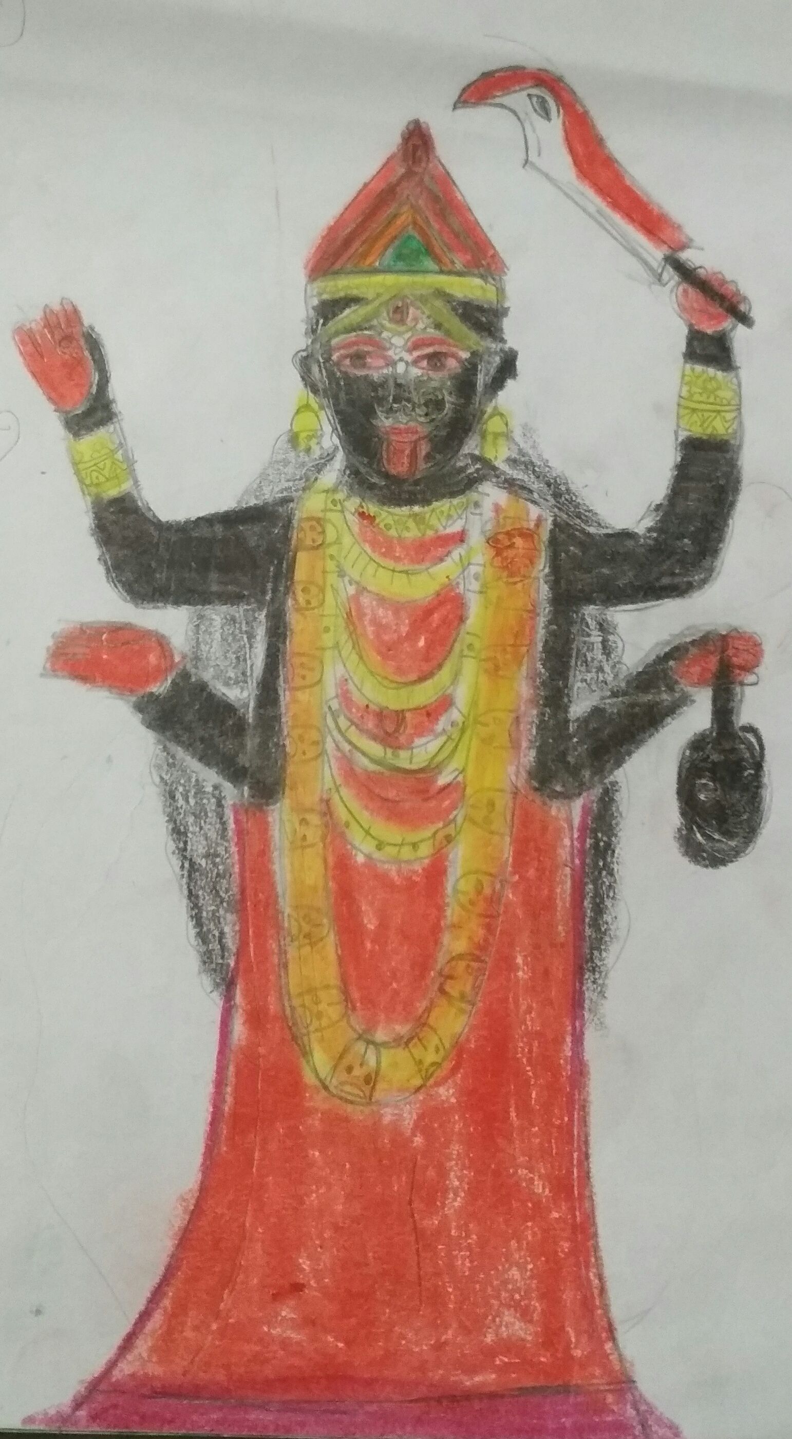 Maa kali face drawing easy step by step/Kali maa face drawing/kali puja  drawing - YouTube