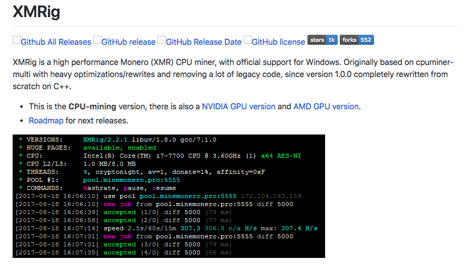 XMRIG. XMRIG GITHUB. Майнинг биткоина в XMRIG. XMRIG 6 18 O это.