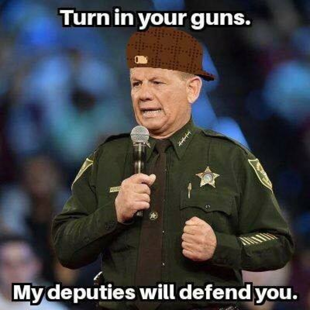 Turn in your guns .. my deputies will defend you ....jpe