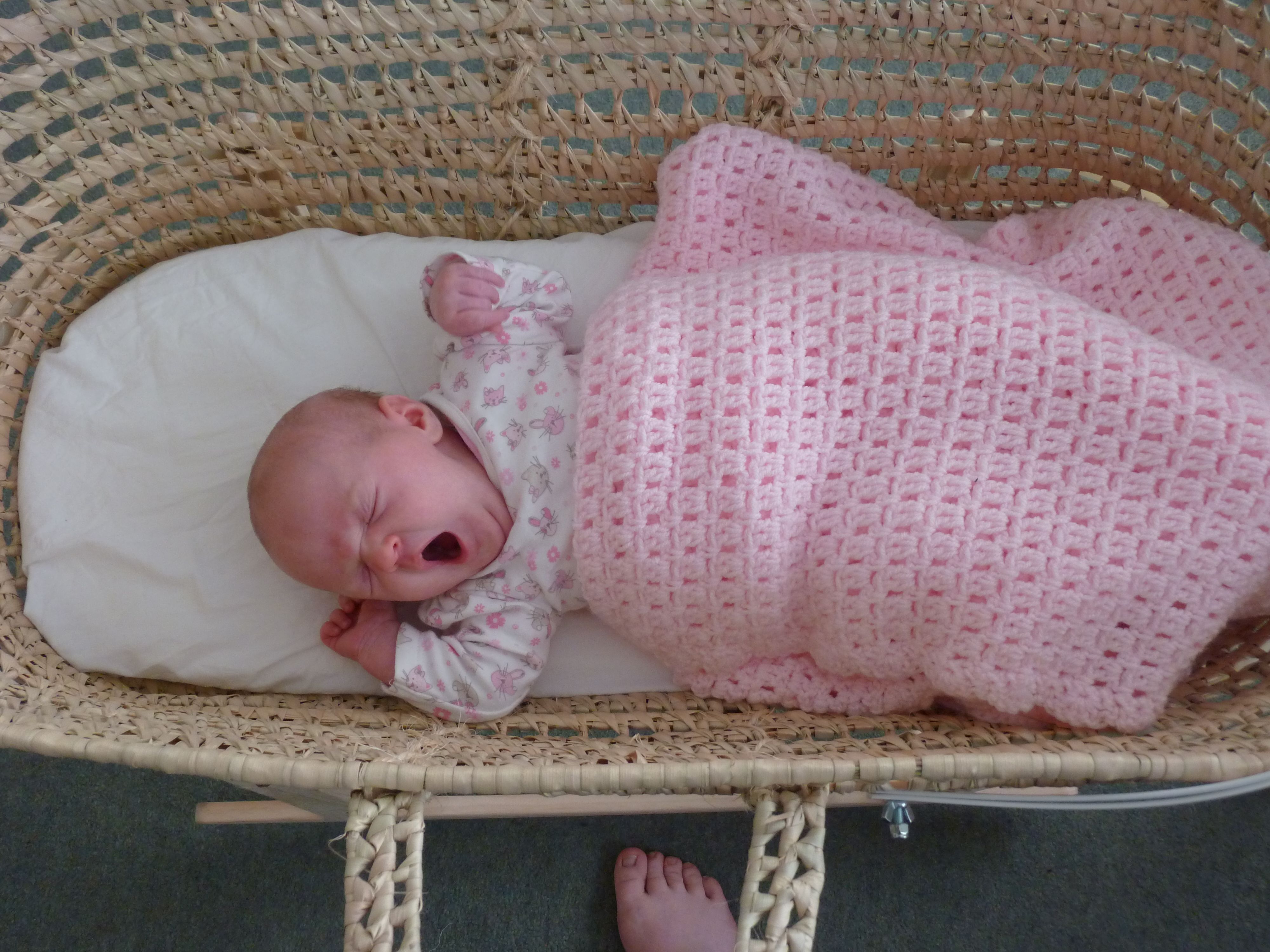 Alice in the blanket Frances sent.JPG