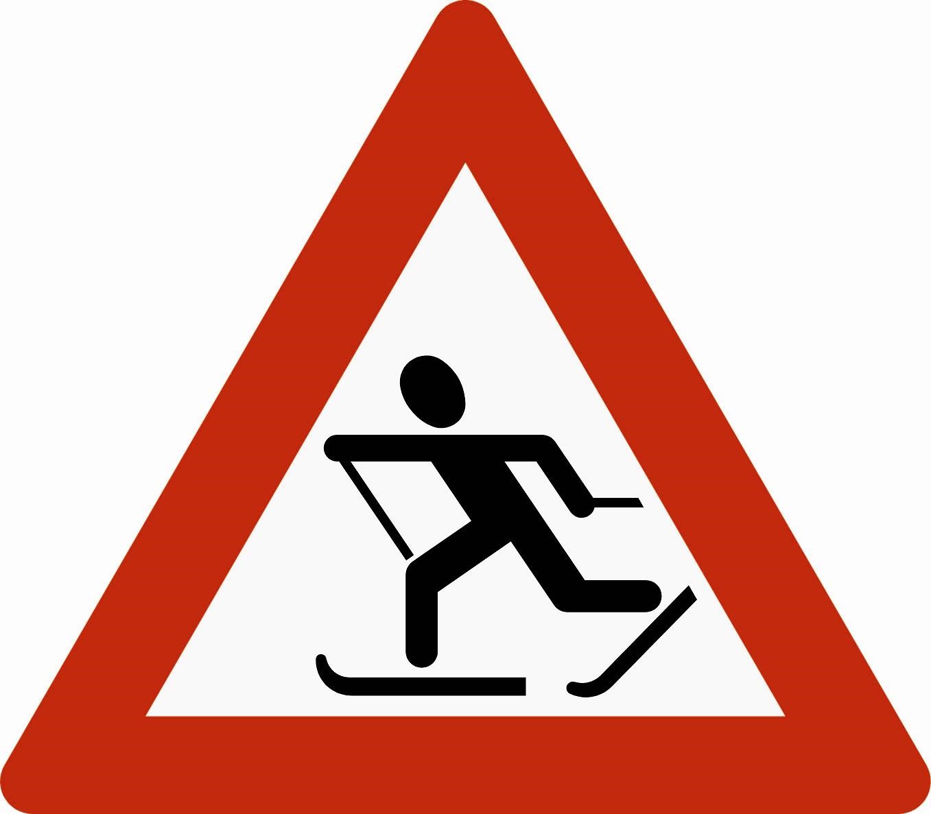 Знак осторожно лыжник