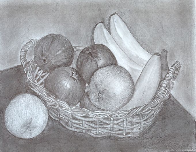 fruit basket pencil sketch
