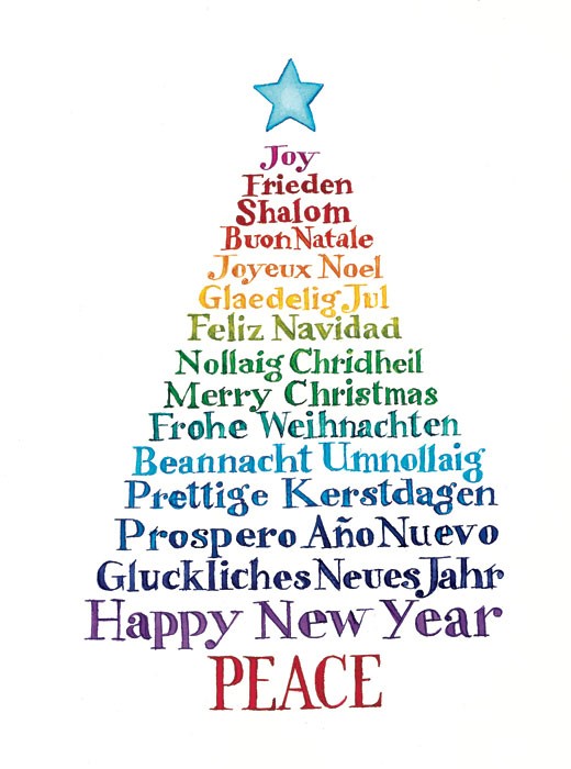 Merry christmas in many Languages