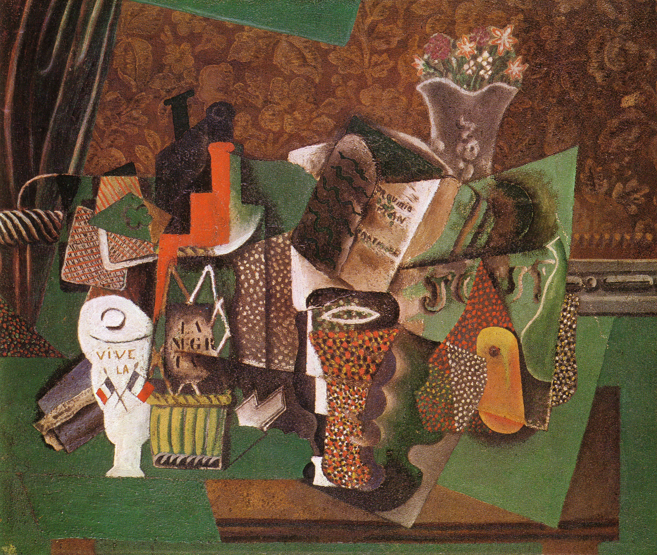 Still Life with Cards, Glasses and a Bottle of Rum- 'Vive la France' [1914-5].JPG