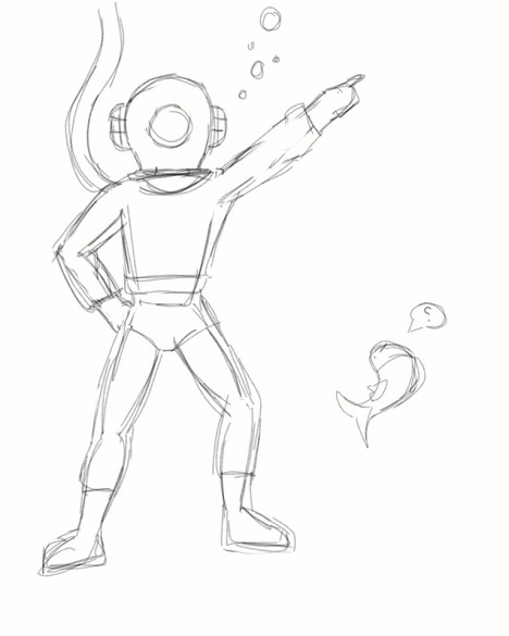 Diving Simple Drawing Scuba Diving Drawing Easy Step By Step