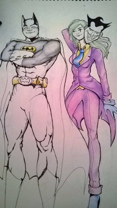 Attemt at making COMIC art: Batman and gender bend Joker — Steemit