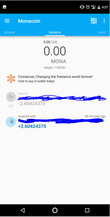 Sending monacoin from coinomi to bittrex