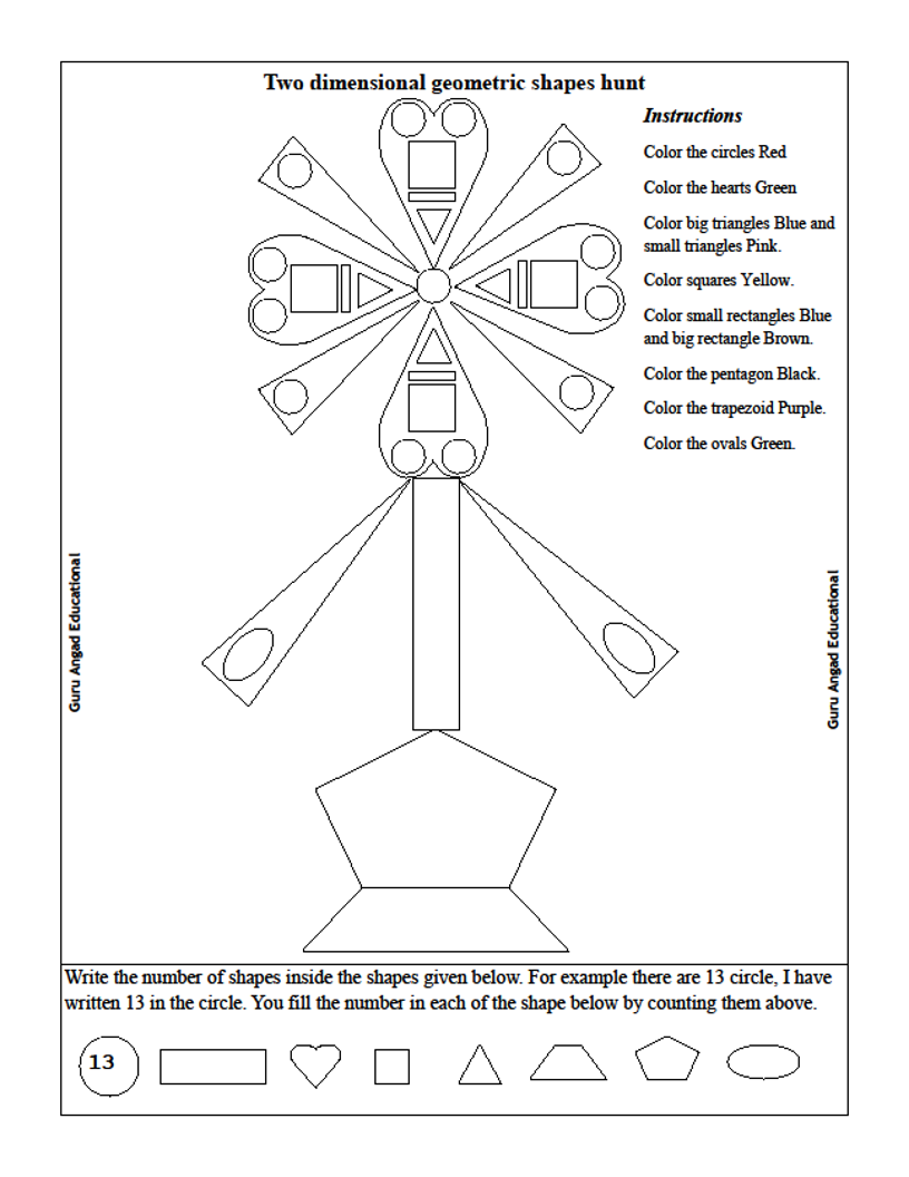 2 Dimensional Shapes Worksheet