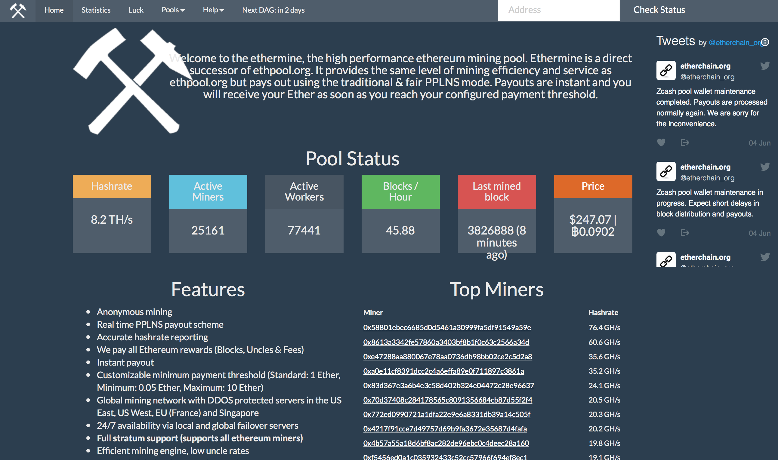 Mine pool stat