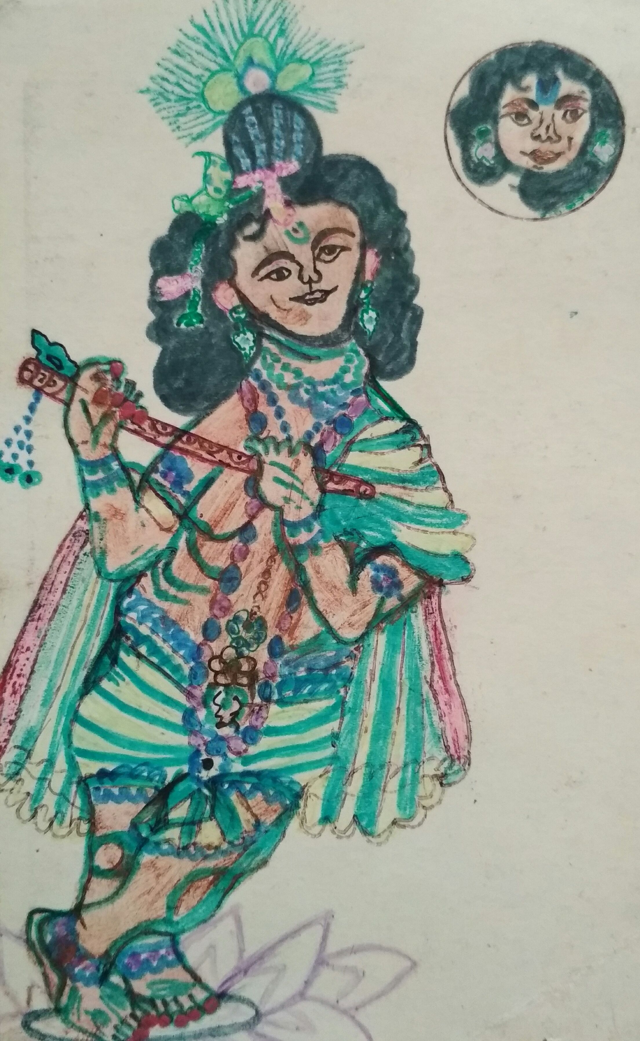 Colorful  Pencil Shri Krishna Janmashtami Drawing in 2023