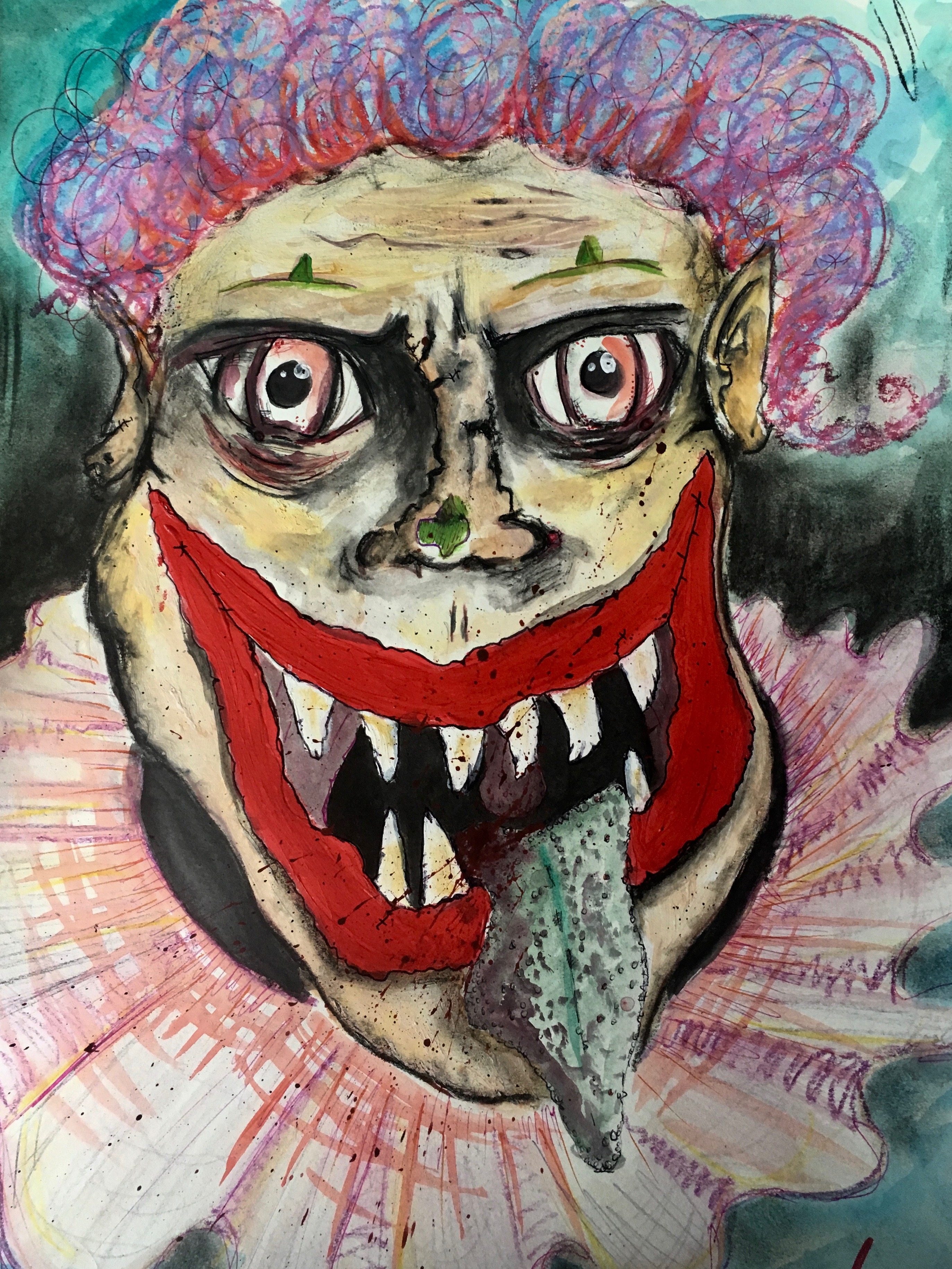 My scary clown drawing with video - Steemit