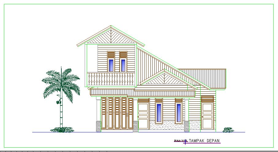 The Drawing Design Of Wood House 2 Dimension Part 1
