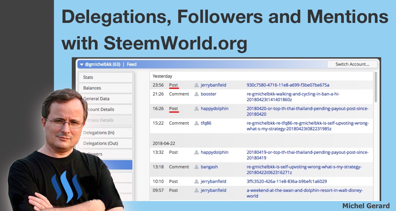 Delegations, Followers and Mentions with SteemWorld.org