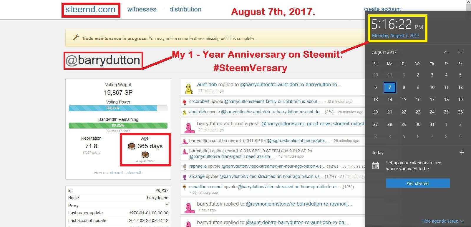 Barry 1 Year Aniversary #SteemVersary on Steemit - EDIT showing 365 days on SteemD.jpg