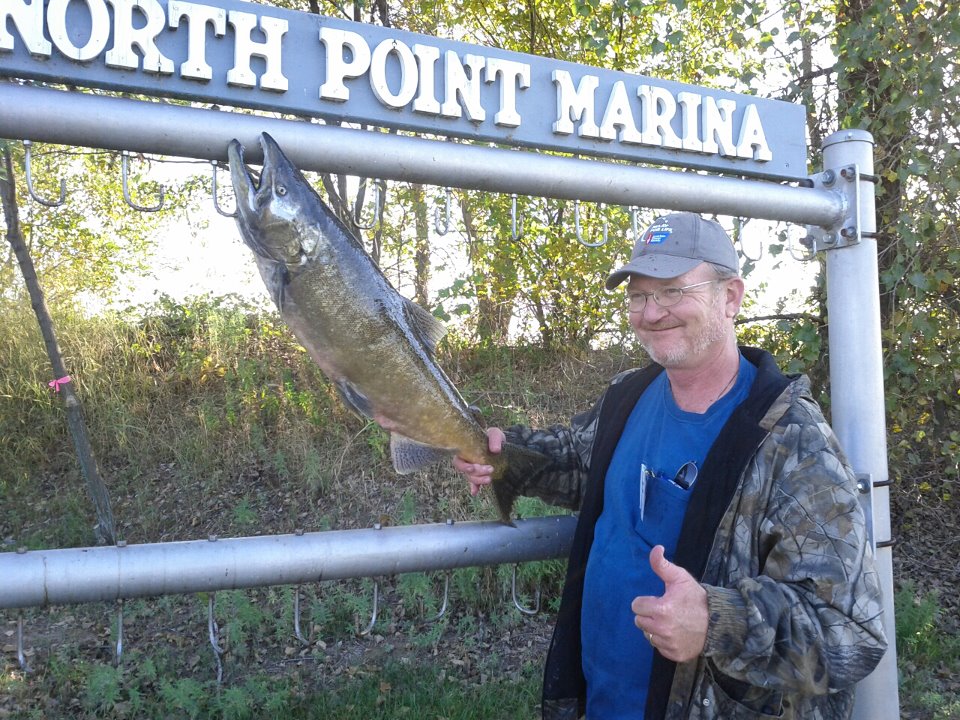 10-06-2011 Dave with King Salmon caught at Kenosha, WI.jpg