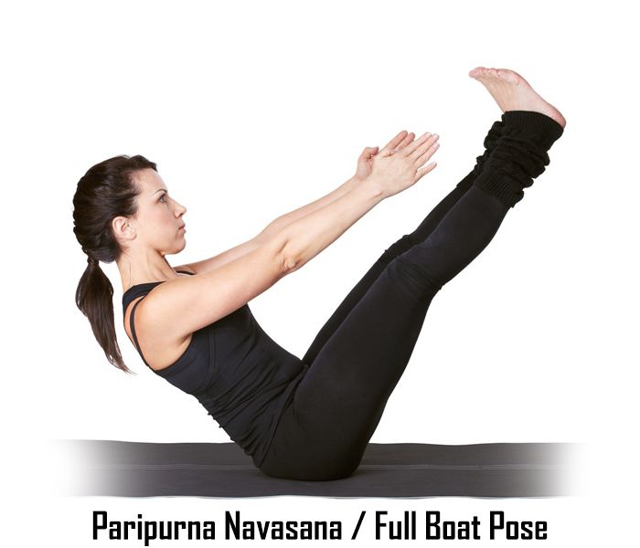 woman paripurna navasana boat pose yoga on Abdominals workout posture on  white background Stock Photo - Alamy