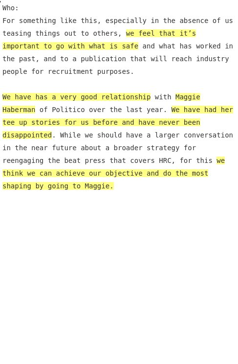 Qanon Wikileaks tweet from Podesta emails about Maggie Haberman of Politico 4 21 2018.png