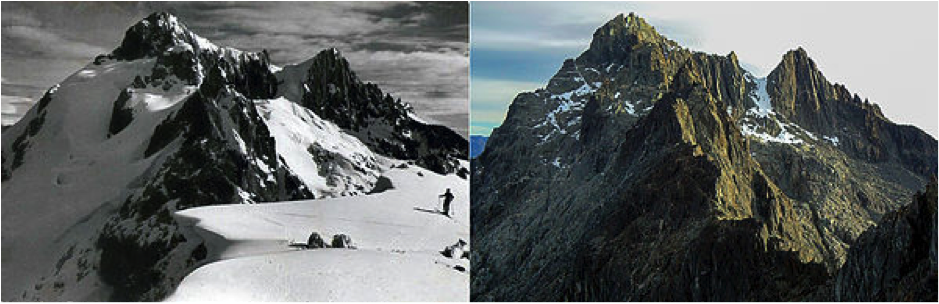 Pico Bolívar, el más alto de Venezuela, en 1950 y 2011.