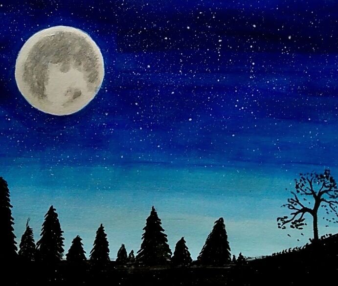 Cara Melukis Bulan Purnama Lukisan Pemandangan Malam - vrogue.co