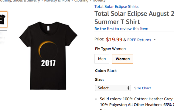 Total Solar Eclipse August 21st 2017 Summer T Shirt