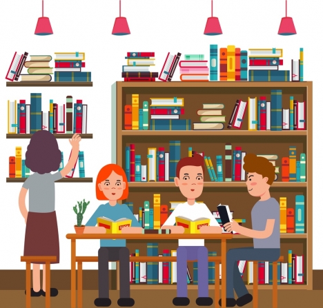 library_drawing_readers_bookshelf_icons_colored_cartoon_34774.jpg