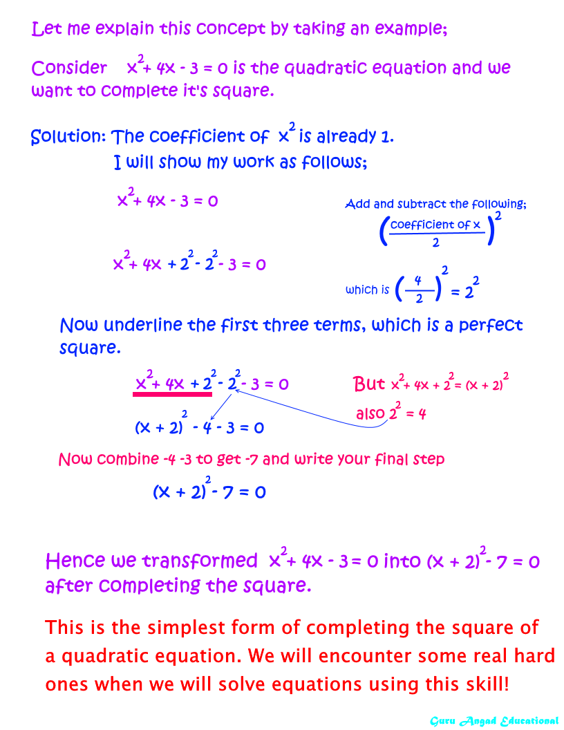 solving quadratic equations by completing the square