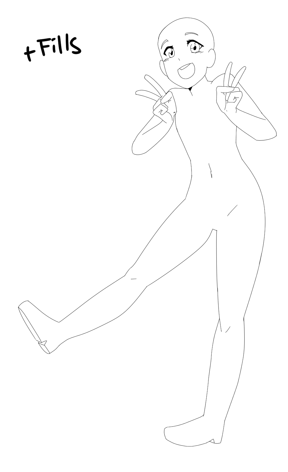 Anime Girl Base - Line Art - Free Transparent PNG Clipart Images Download