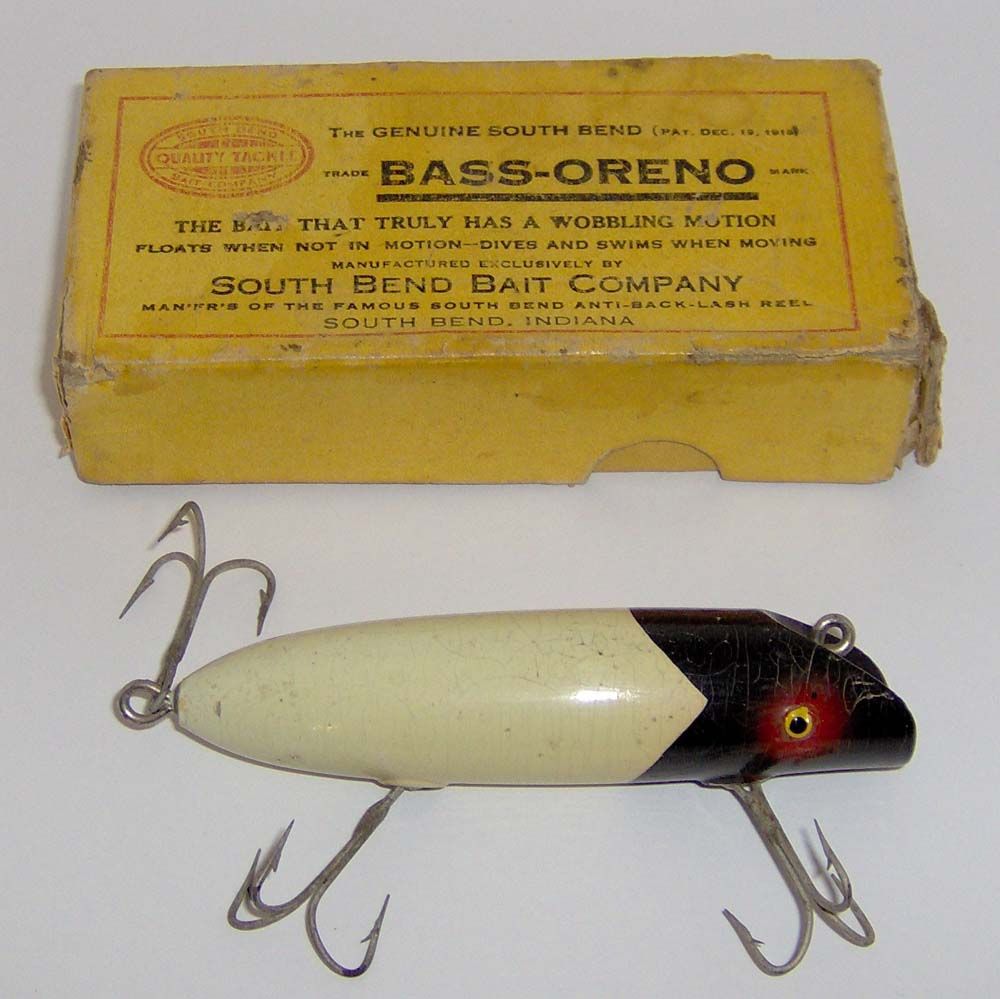 c.1932-42 SOUTH BEND BASS-ORENO WOOD LURE in BLACK ARROWHEAD & WHITE BODY   old wood lure  — Steemit