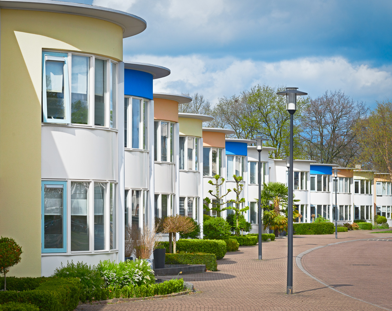 Rowhouses with a mediterranean look and feel.