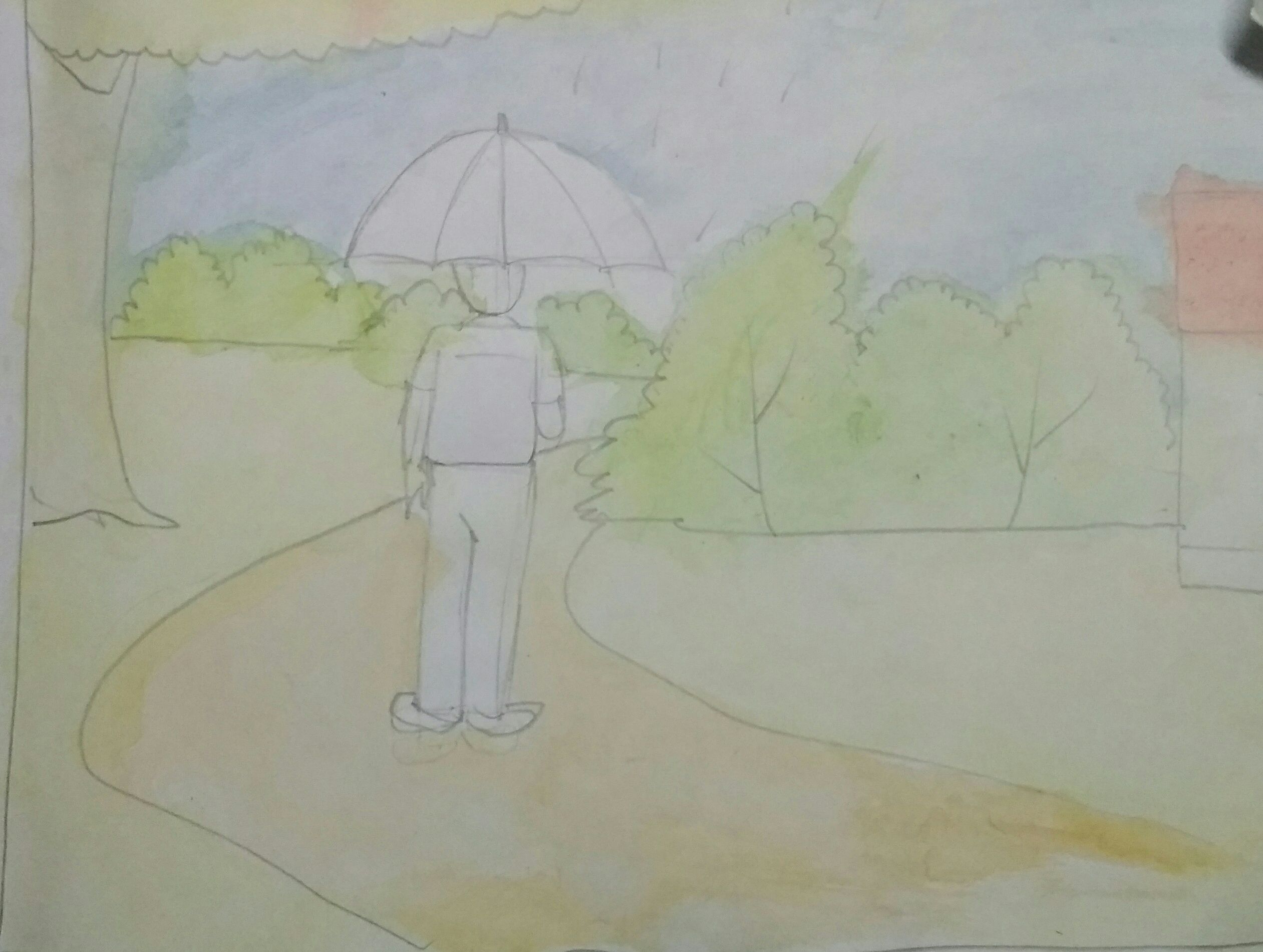 How to draw scenery of rainy season with color step by step very easy  drawing video – Artofit