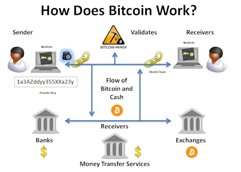 basic diagram of how bitcoins work