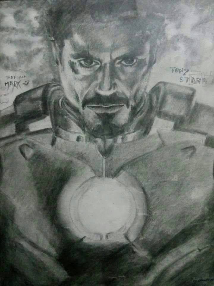 Iron Man Drawing in Pencil