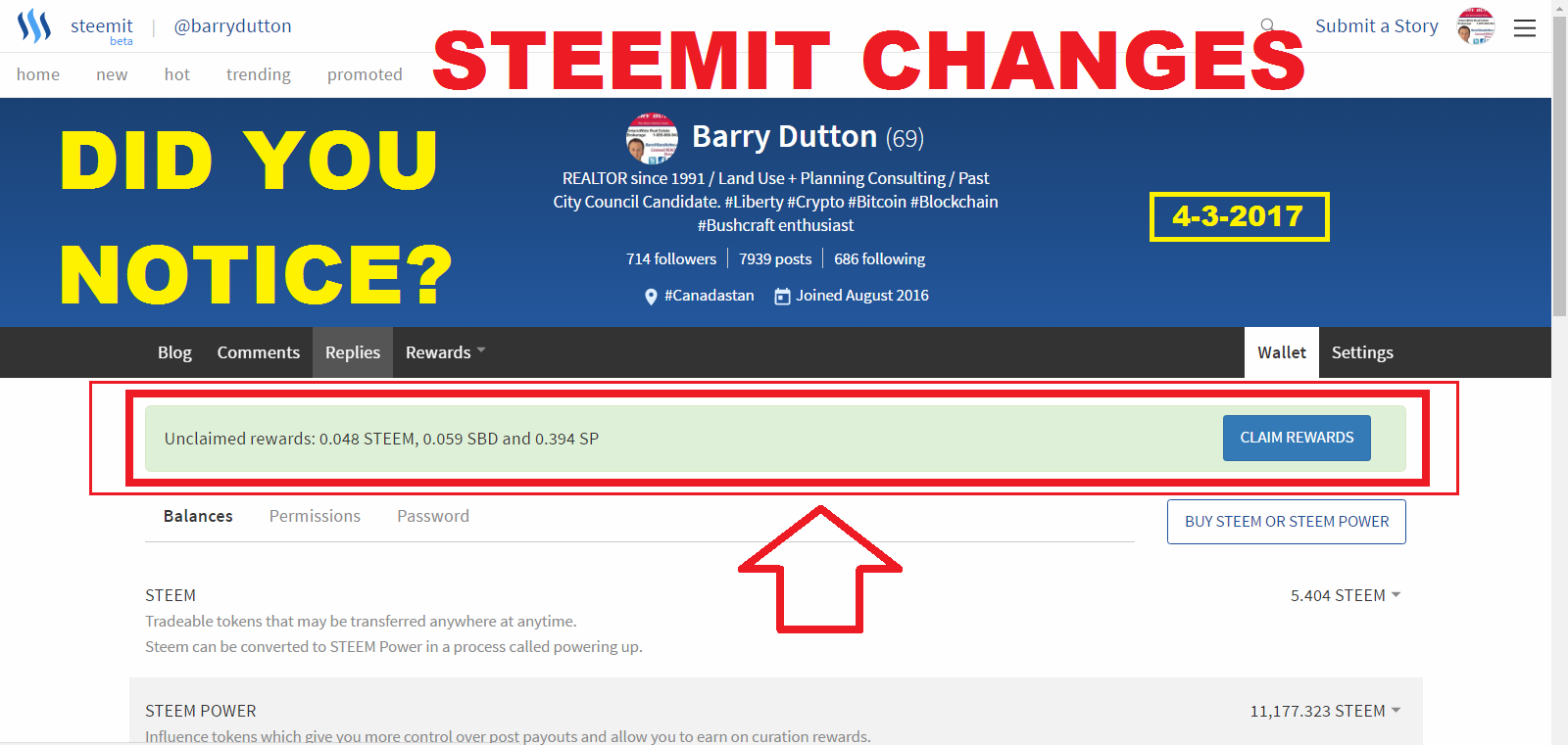 Steemit Wallet Changes 4-3-2017 - Unclaimed Rewards area now active today.png