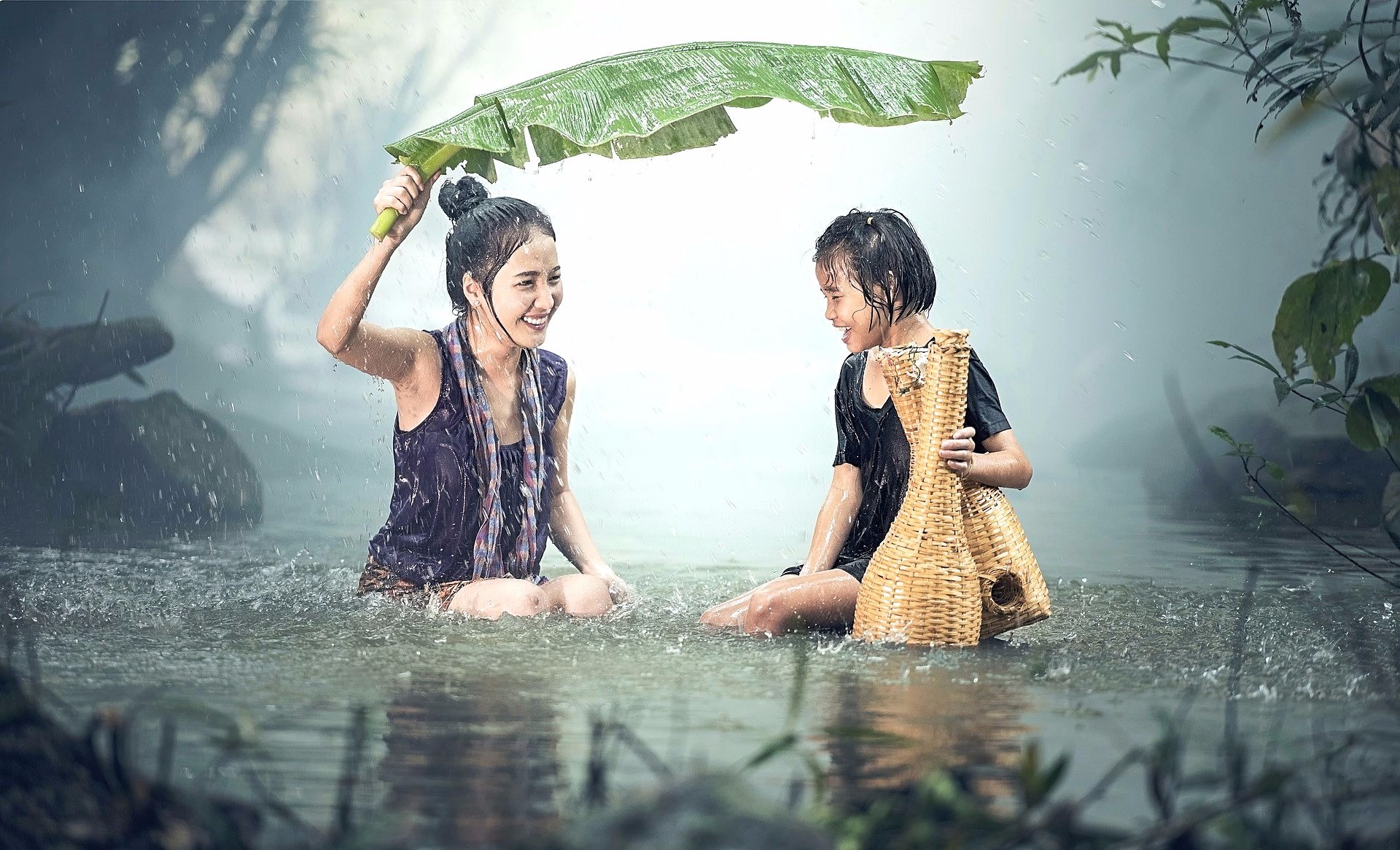 woman young rain pond.jpg