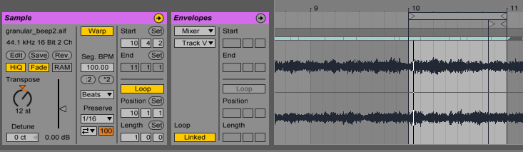 Loop and transposition in Ableton Live