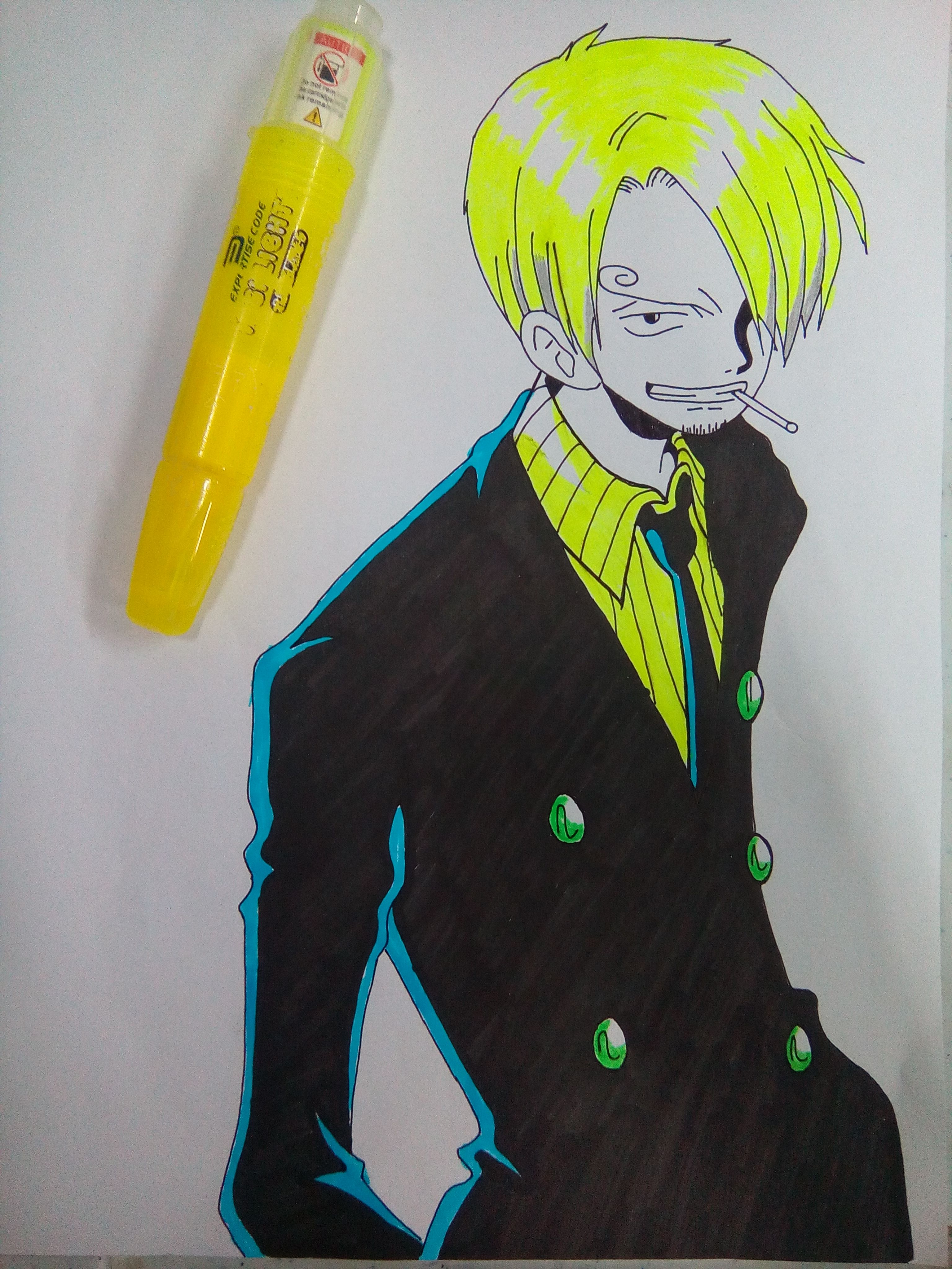 Anime Drawing Challenge One Piece Character Theme Entry 2 Straw Hat Pirates Cook Sanji Vinsmoke Using Wyteboard Marker And Stabilo Steemit