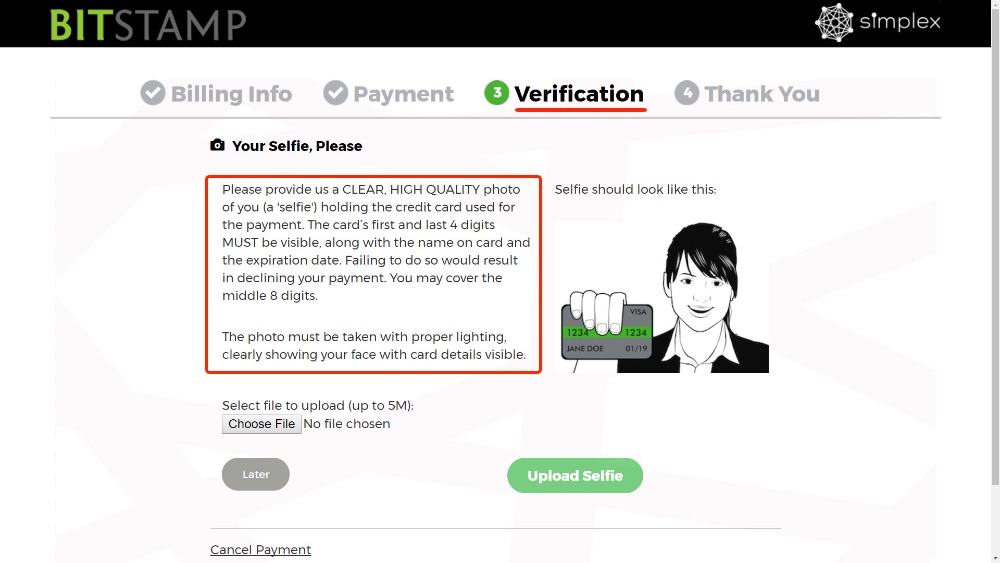 bitstamp verification page not working
