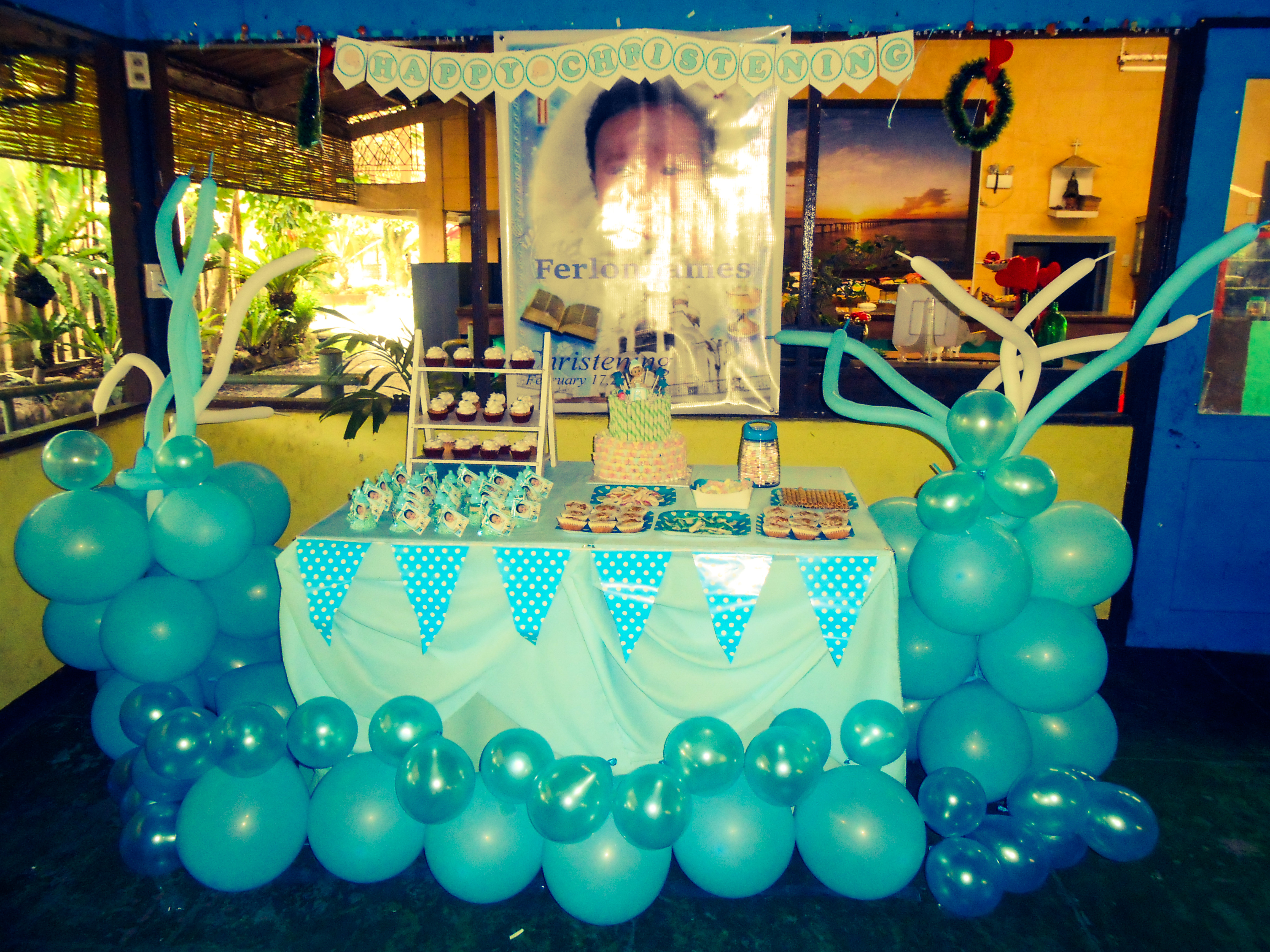 christening set up for baby boy