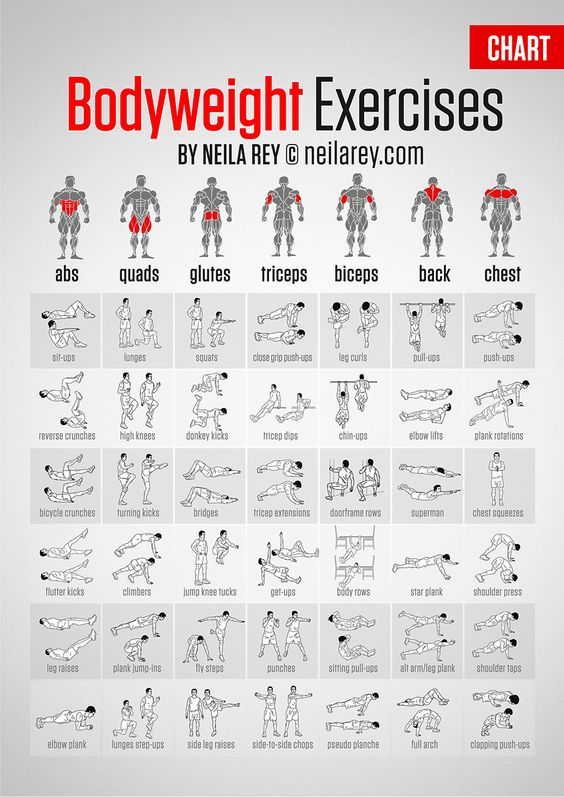 Workout Chart For Weight Loss