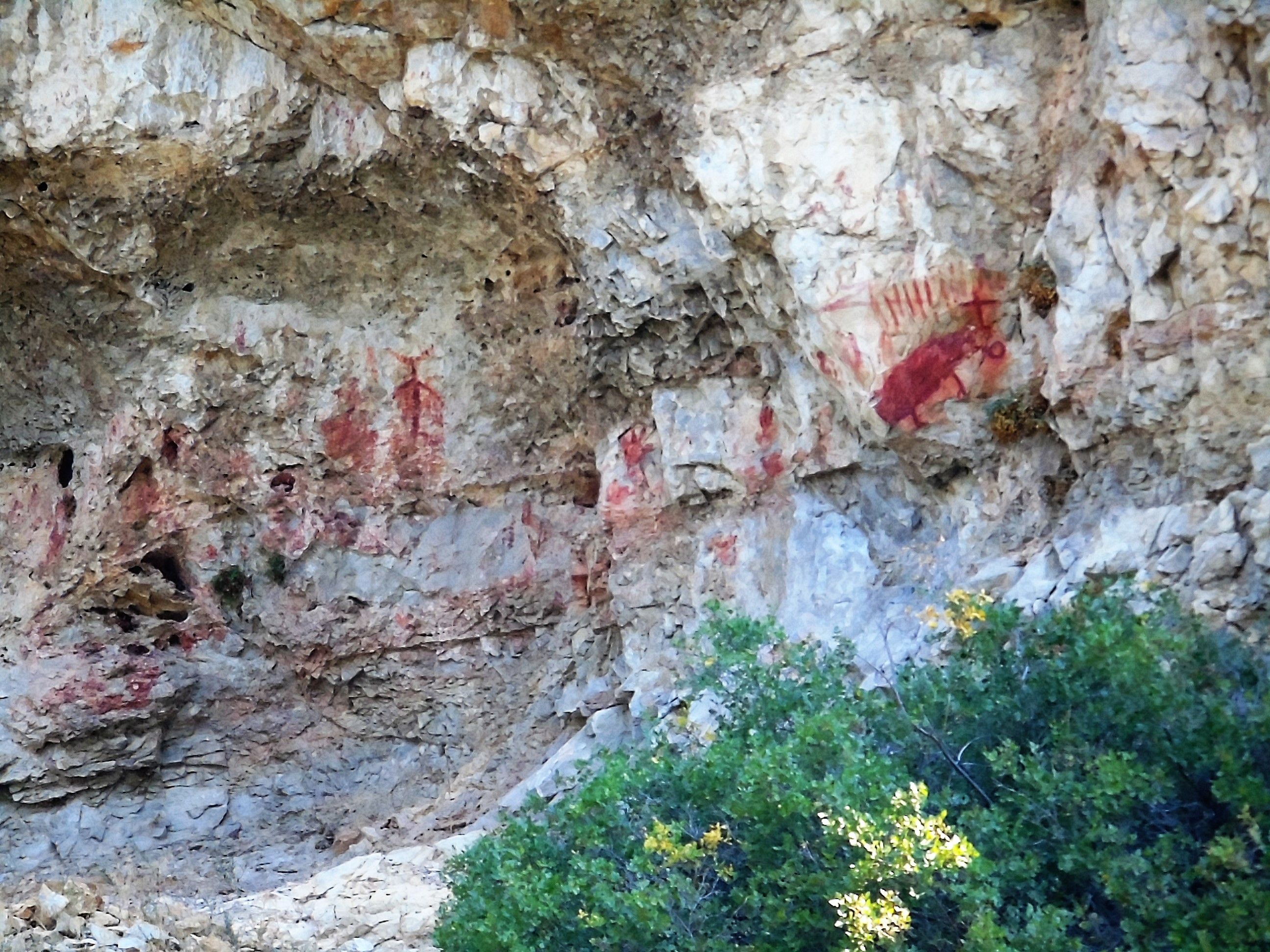 Pictographs high on Gate to the Mountains canyon walls.jpg