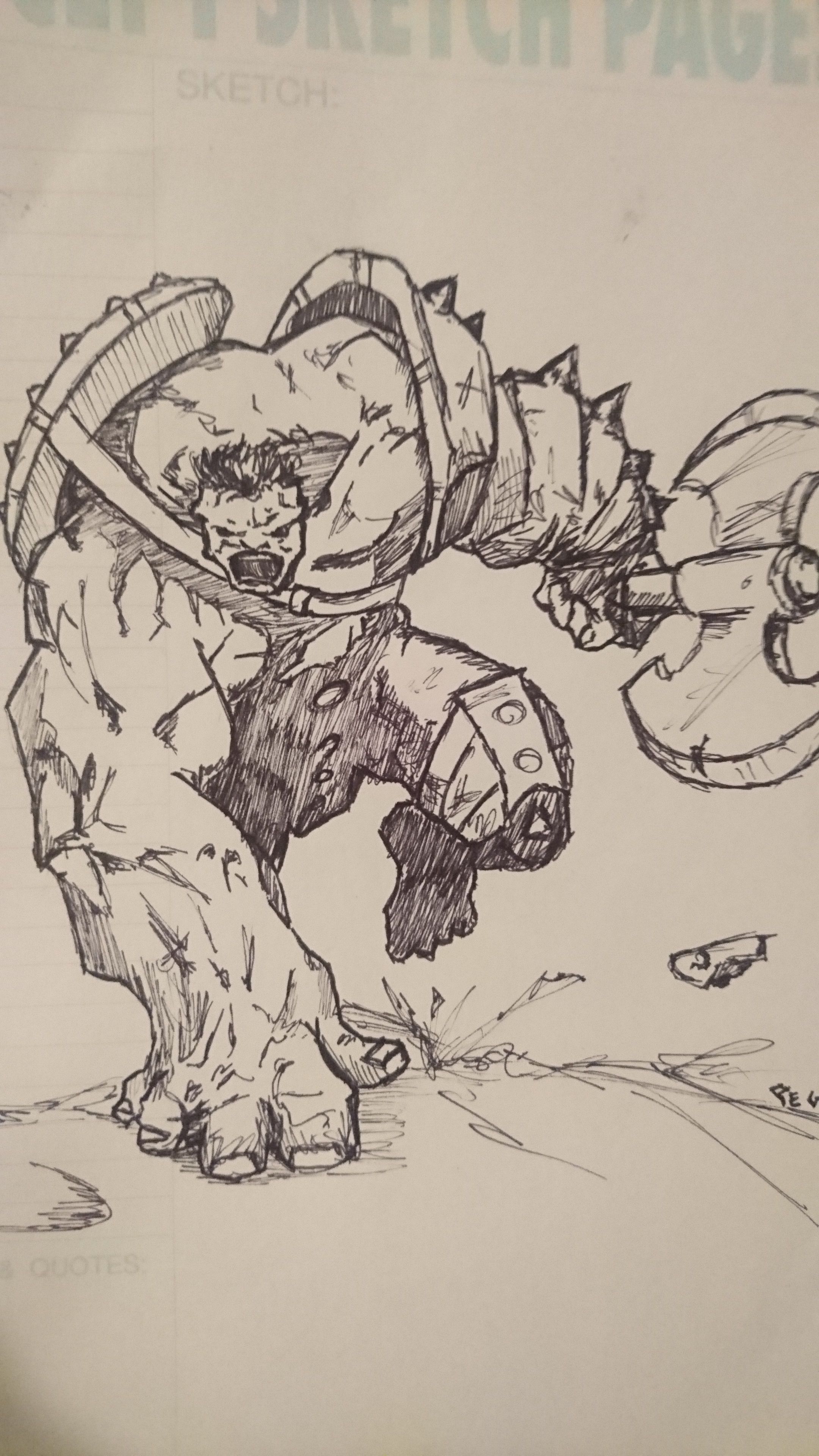 The Hulk' White Pen drawing on - Planet_of_creations