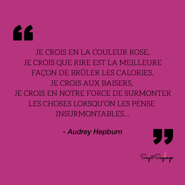 Tableau ou poster citation personnalisée Audrey Hepburn je crois en la  couleur rose