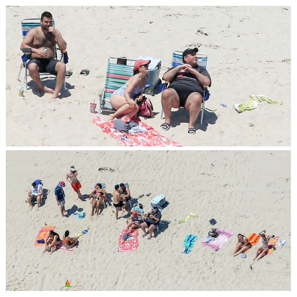 Chris Christie & guests enjoying NJ beach — after he ordered state beaches closed.jpg