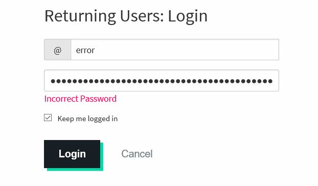 Username or password error