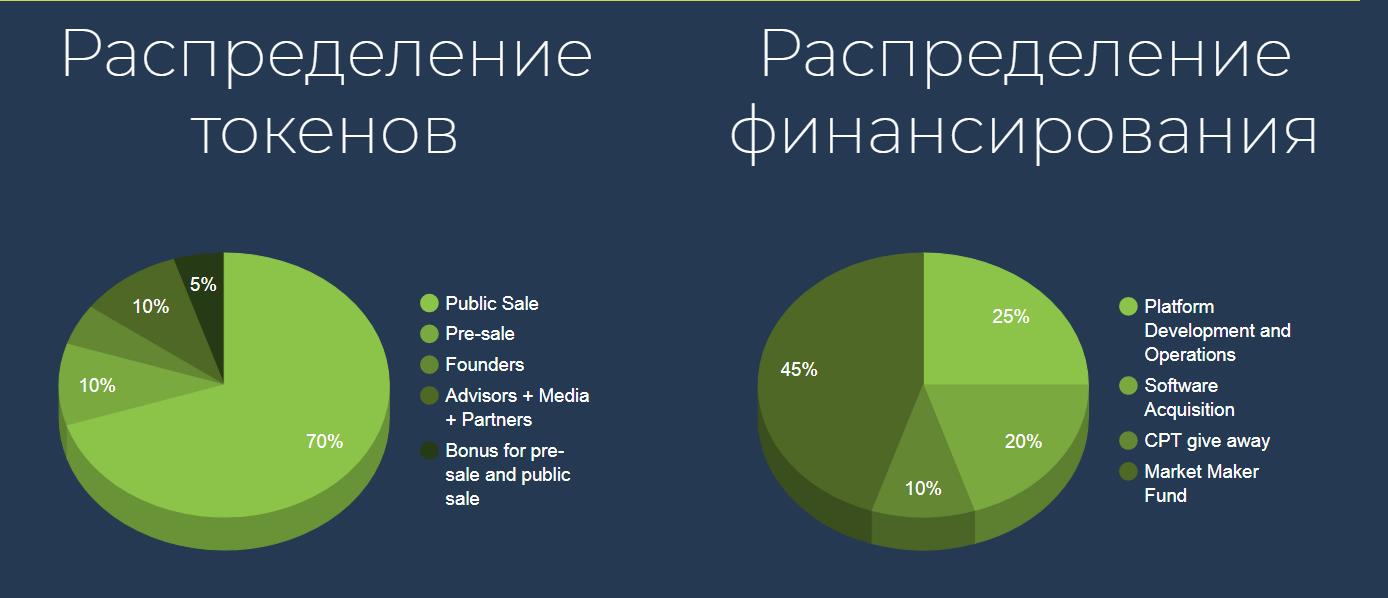 Public sale. Диаграмма распределения токена между холдерами ICO.