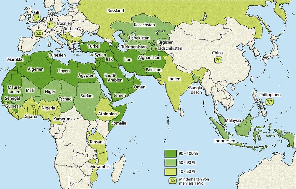 Мусульмане на карте. Карта распространения Ислама в мире. Карта Ислама в мире.