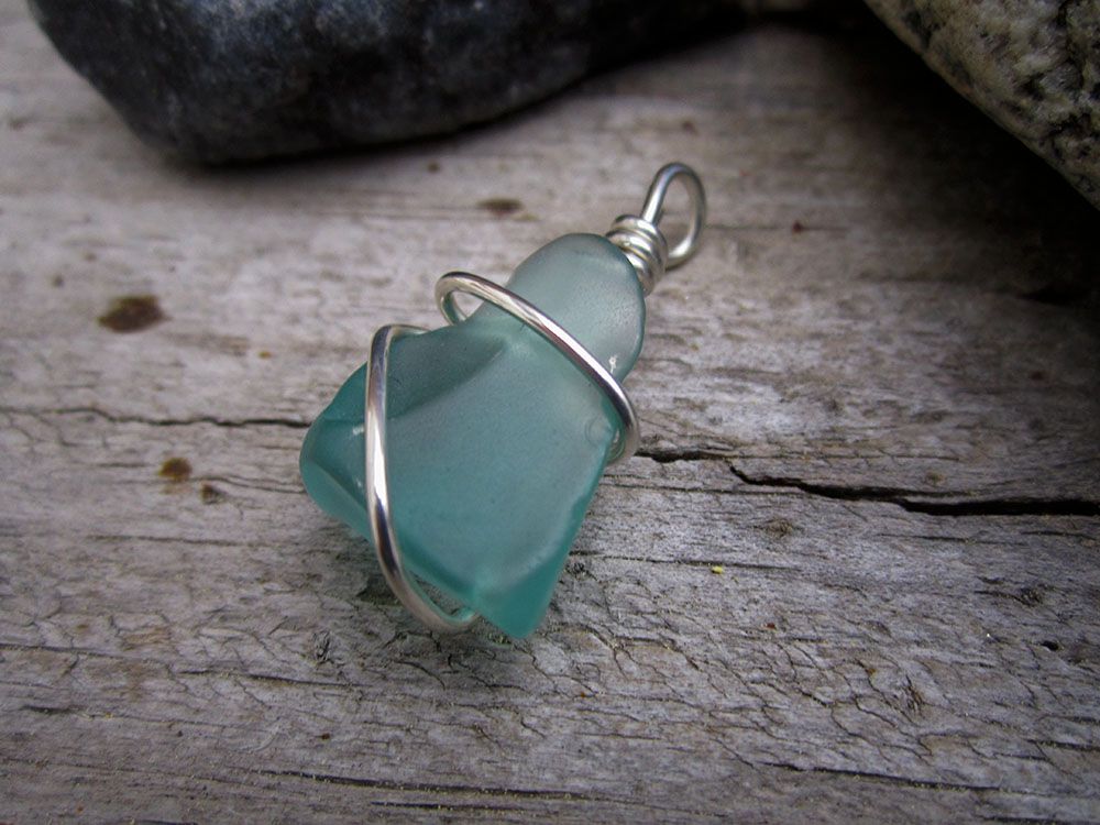 Teal Sterling Silver Beach Glass Pendant 1c.jpg