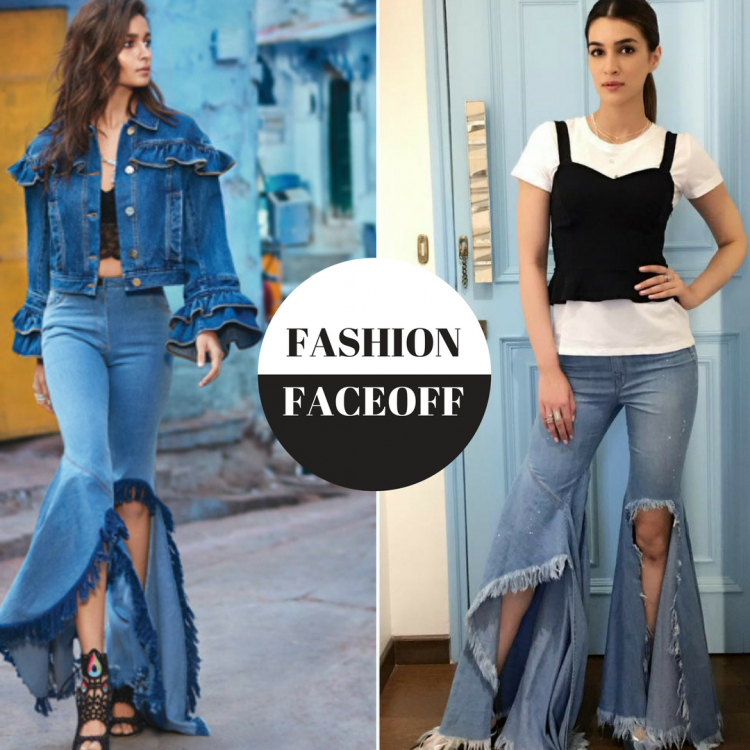 Kriti Sanon brings back the 70s fashion in flared denim jeans and a leather  moto jacket