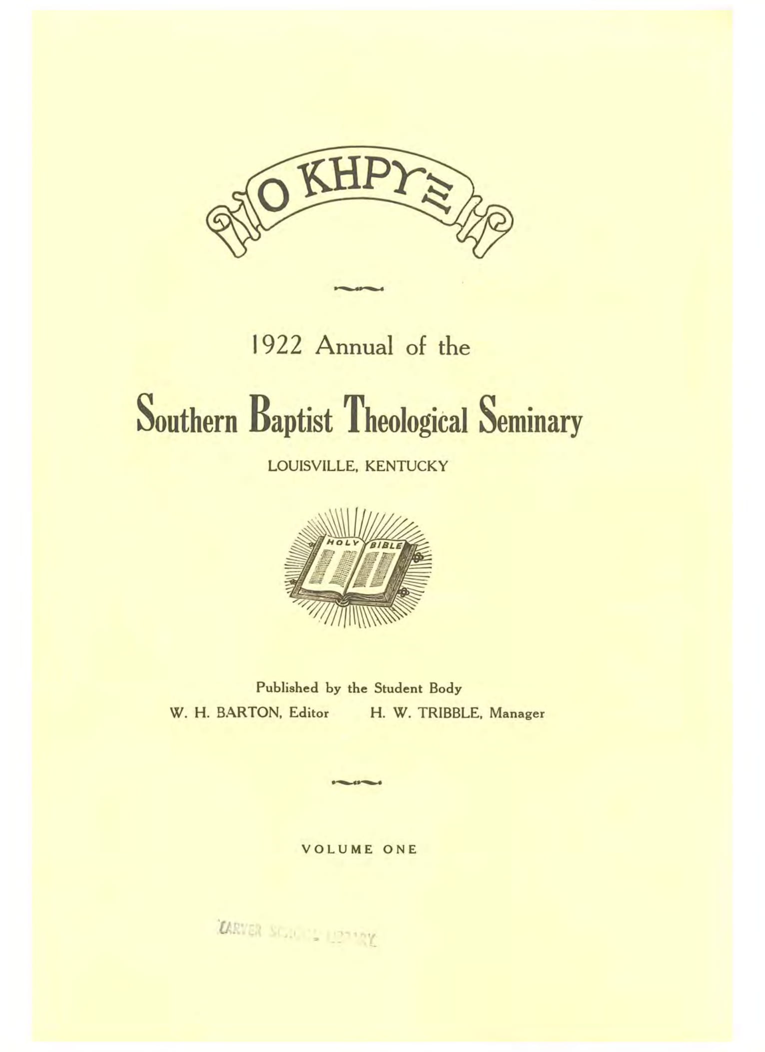 Southern Seminary annual (O Kerux) 1922-003.jpg