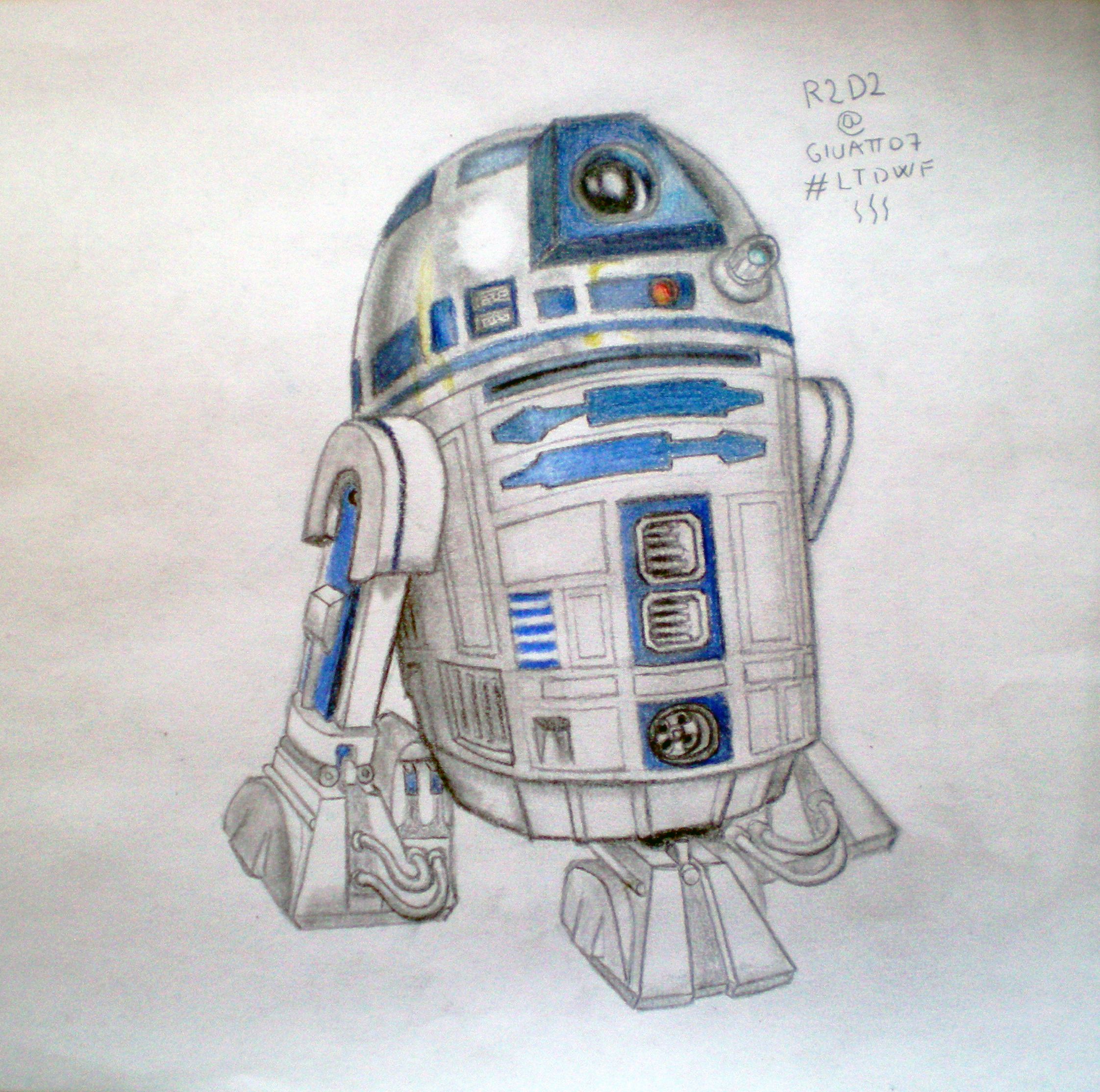 R2D2 Star Wars colored pencil drawing Learn to Draw with Friends